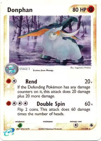 17/109 Donphan RS Rare Reverse Holo