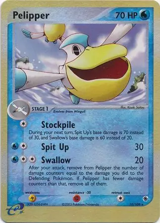 19/109 Pelipper RS Rare Reverse Holo