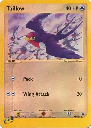 72/109 Taillow RS Common Reverse Holo