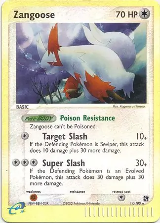 14/100 Zangoose SS Rare Holo Reverse Holo