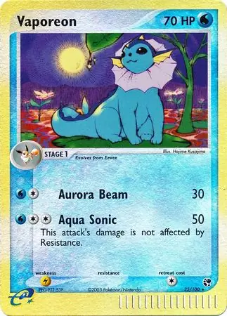 25/100 Vaporeon SS Rare Reverse Holo