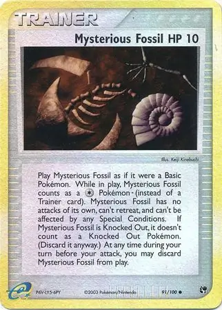 91/100 Mysterious Fossil SS Common Reverse Holo