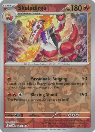 Skeledirge Scarlet & Violet 038/198 Rare Reverse Holo