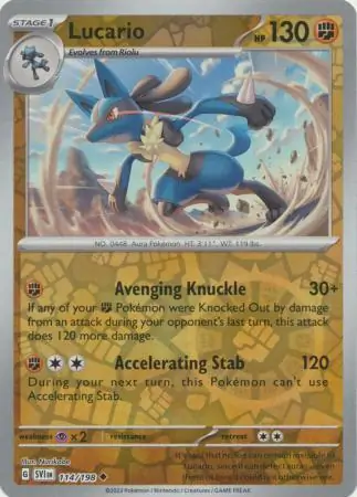 114/198 Lucario SVI Uncommon Reverse Holo