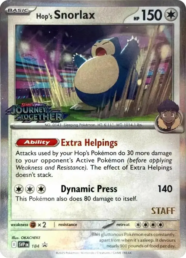 Hop's Snorlax [Staff] SVP Black Star Promos 184