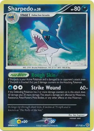 37/132 Sharpedo SW Rare Reverse Holo