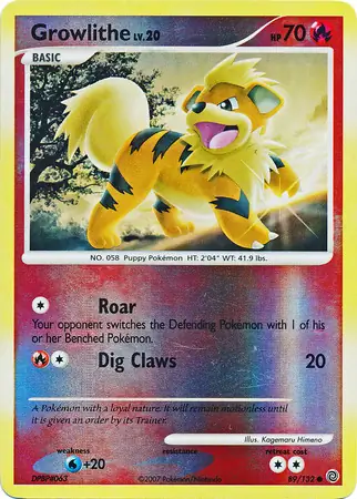 89/132 Growlithe SW Common Reverse Holo