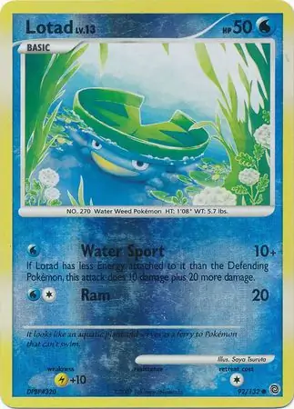 92/132 Lotad SW Common Reverse Holo