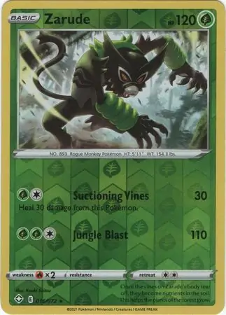 Zarude Shining Fates 016/072 Rare Reverse Holo