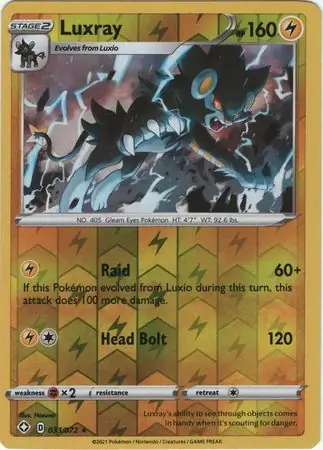 Luxray Shining Fates 033/072 Rare Holo Reverse Holo