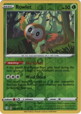 006/072 Rowlet SHF Common Reverse Holo