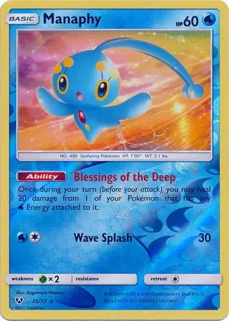 Manaphy Shining Legends 25/73 Rare Holo Reverse Holo