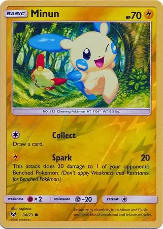 Minun Shining Legends 34/73 Common Reverse Holo