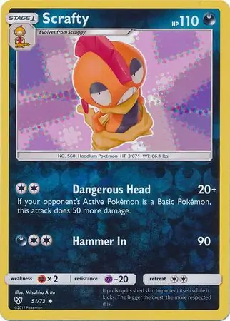 Scrafty Shining Legends 51/73 Uncommon Reverse Holo