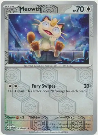 Meowth Shrouded Fable 048/064 Common Reverse Holo