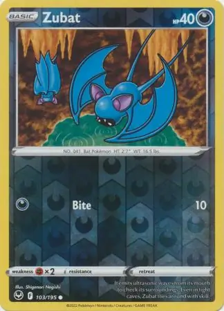 Zubat Silver Tempest 103/195 Common Reverse Holo