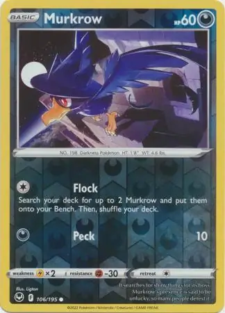 Murkrow Silver Tempest 106/195 Common Reverse Holo