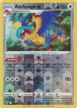 Archeops Silver Tempest 147/195 Rare Holo Reverse Holo