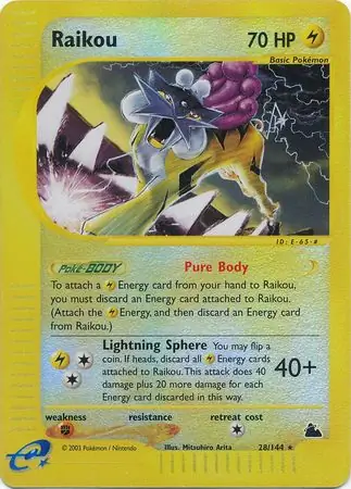 Raikou Skyridge 28/144 Rare Reverse Holo