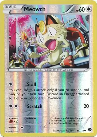 Meowth Steam Siege 88/114 Common Reverse Holo