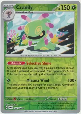 Cradily Stellar Crown 006/142 Rare Reverse Holo