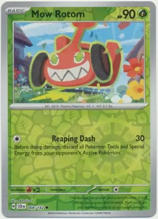 Mow Rotom 008/142 9 SCARLET & VIOLET STELLAR CROWN Common Reverse Holo PTCG