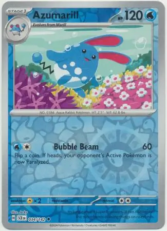 034/142 Azumarill SCR Uncommon Reverse Holo