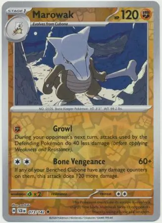 Marowak Stellar Crown 073/142 Uncommon Reverse Holo