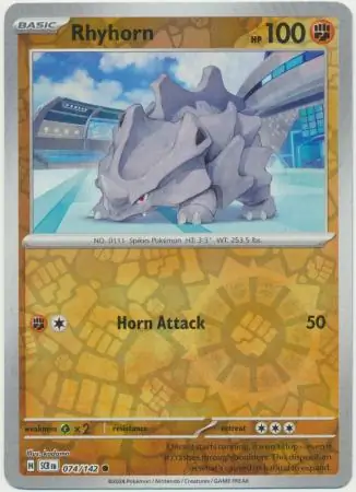 Rhyhorn 074/142 9 SCARLET & VIOLET STELLAR CROWN Common Reverse Holo PTCG