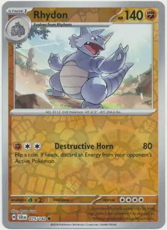 075/142 Rhydon SCR Common Reverse Holo