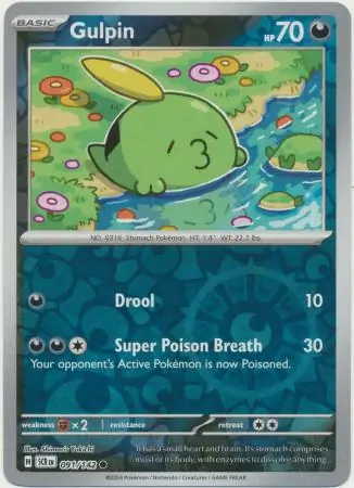 091/142 Gulpin SCR Common Reverse Holo