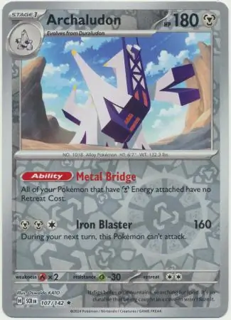 107/142 Archaludon SCR Rare Reverse Holo