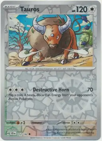 112/142 Tauros SCR Common Reverse Holo
