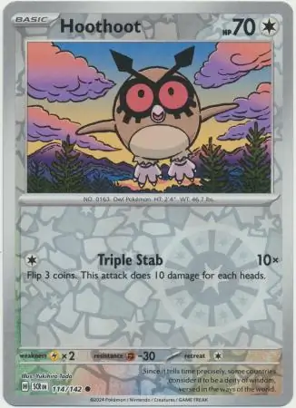 Hoothoot Stellar Crown 114/142 Common Reverse Holo