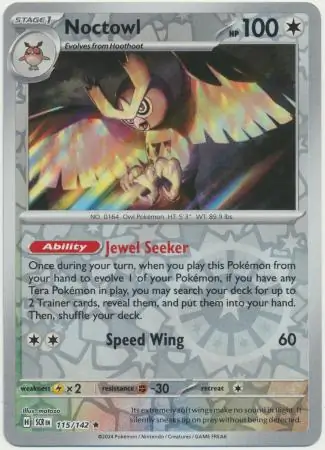 115/142 Noctowl SCR Rare Reverse Holo