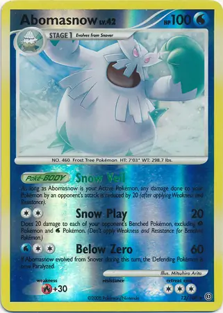 12/100 Abomasnow SF Rare Reverse Holo