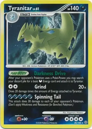 30/100 Tyranitar SF Rare Reverse Holo