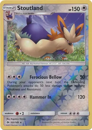 105/149 Stoutland SUM Rare Reverse Holo