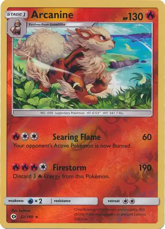 22/149 Arcanine SUM Rare Holo Reverse Holo