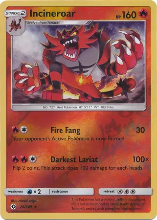 26/149 Incineroar SUM Rare Reverse Holo