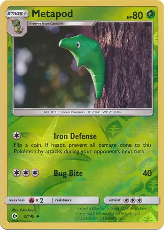 2/149 Metapod SUM Uncommon Reverse Holo
