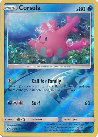 36/149 Corsola SUM Uncommon Reverse Holo