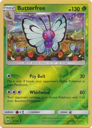 3/149 Butterfree SUM Rare Reverse Holo