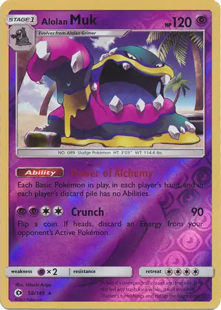 58/149 Alolan Muk SUM Rare Holo Reverse Holo