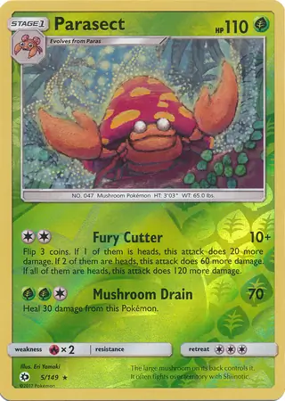 5/149 Parasect SUM Rare Reverse Holo