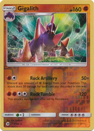71/149 Gigalith SUM Rare Holo Reverse Holo