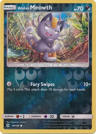 78/149 Alolan Meowth SUM Common Reverse Holo