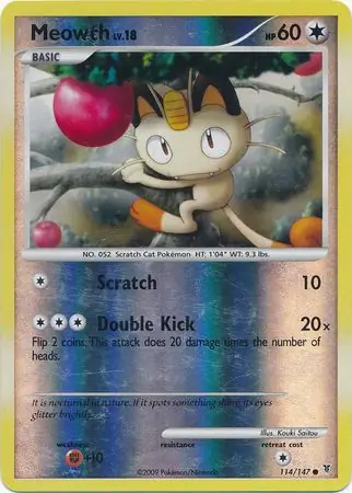 114/147 Meowth SV Common Reverse Holo