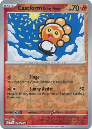 Castform Sunny Form Surging Sparks 020/191 Common Reverse Holo