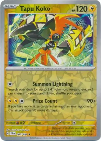 Tapu Koko Surging Sparks 065/191 Rare Reverse Holo